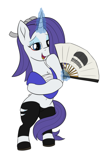 Size: 2658x3984 | Tagged: safe, artist:wapamario63, ponerpics import, ponybooru import, rarity, pony, unicorn, alternate hairstyle, bipedal, chest fluff, clothes, cosplay, costume, cute, female, image, looking at you, magic, magic aura, mare, pants, png, shiver (splatoon), simple background, solo, splatoon, splatoon 3, telekinesis, torn clothes, transparent background