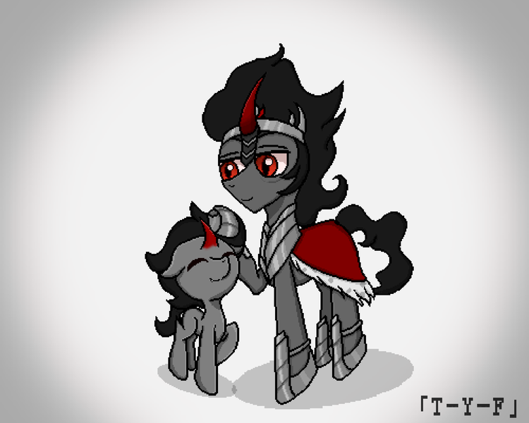 Size: 2048x1638 | Tagged: safe, artist:taoyvfei, derpibooru import, king sombra, pony, umbrum, unicorn, child, childhood, curved horn, horn, image, pixel art, png