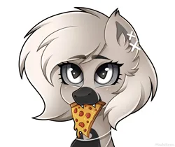 Size: 3716x3117 | Tagged: safe, artist:madelinne, derpibooru import, oc, oc:devilvoice, unofficial characters only, food, image, looking at you, pizza, png, solo
