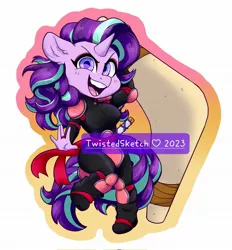Size: 1899x2048 | Tagged: safe, artist:twisted-sketch, derpibooru import, starlight glimmer, anthro, plantigrade anthro, pony, unicorn, boomerang, breasts, busty starlight glimmer, clothes, cosplay, costume, female, image, inuyasha, jpeg, looking at you, mare, open mouth, open smile, outline, sango, simple background, smiling, smiling at you, solo, voice actor joke, white background