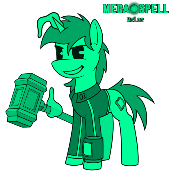 Size: 4700x4800 | Tagged: safe, artist:dacaoo, derpibooru import, oc, oc:littlepip, unofficial characters only, pony, unicorn, fallout equestria, megaspell (game), absurd resolution, clothes, grin, image, jumpsuit, magic, monochrome, pip-pony, pipbuck, png, simple background, smiling, solo, telekinesis, transparent background, vault suit, weapon