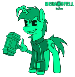 Size: 4700x4800 | Tagged: safe, artist:dacaoo, derpibooru import, oc, oc:littlepip, unofficial characters only, pony, unicorn, fallout equestria, megaspell (game), absurd resolution, clothes, grin, image, jumpsuit, magic, monochrome, pip-pony, pipbuck, png, simple background, smiling, solo, telekinesis, transparent background, vault suit, weapon