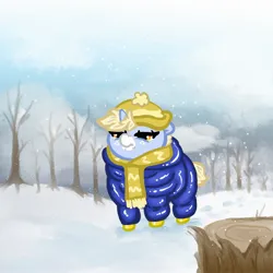 Size: 2000x2000 | Tagged: safe, artist:nootaz, derpibooru import, oc, oc:nootaz, unofficial characters only, pony, unicorn, cap, clothes, female, grumpy, hat, image, jacket, jpeg, mare, scarf, snow, solo, unamused, winter