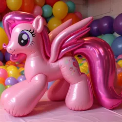 Size: 1024x1024 | Tagged: safe, derpibooru import, machine learning generated, balloon pony, inflatable pony, pegasus, ai content, balloon, image, inflatable, jpeg, pink pony
