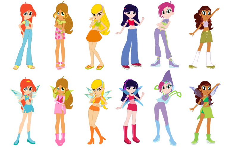 Size: 1960x1310 | Tagged: safe, artist:leahrow, artist:mak2020, artist:selenaede, derpibooru import, fairy, human, equestria girls, aisha, bare shoulders, base used, belly button, bloom (winx club), blue wings, bodysuit, boots, bracelet, clothes, crossed arms, crossover, crown, dress, ear piercing, earring, equestria girls style, equestria girls-ified, fairies, fairies are magic, fairy wings, fingerless gloves, flora (winx club), gloves, green wings, hand on hip, headband, headphones, high heel boots, high heels, image, jewelry, layla, looking at you, magic winx, musa, necklace, open mouth, open smile, pants, piercing, pink dress, png, red dress, regalia, sandals, shirt, shoes, shorts, simple background, skirt, smiling, sneakers, sparkly wings, stella (winx club), strapless, tanktop, tecna, transparent background, wings, winx, winx club