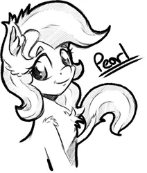 Size: 679x799 | Tagged: safe, artist:alazak, derpibooru import, oc, oc:pearl, earth pony, pony, image, jpeg, monochrome, solo