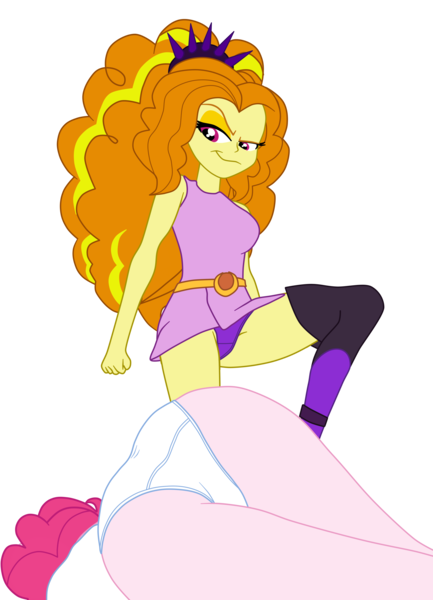 Size: 2500x3464 | Tagged: suggestive, artist:gmaplay, derpibooru import, adagio dazzle, pinkie pie, equestria girls, ass, ass up, balloonbutt, breasts, butt, butt focus, clothes, defeated, g4, image, panties, panty shot, png, simple background, transparent background, unconscious, underwear, victorious villain