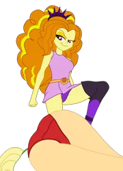 Size: 2500x3464 | Tagged: suggestive, artist:gmaplay, derpibooru import, adagio dazzle, applejack, equestria girls, applebutt, ass, ass up, breasts, butt, butt focus, clothes, defeated, g4, image, panties, panty shot, png, simple background, transparent background, unconscious, underwear, victorious villain