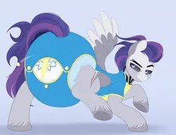 Size: 1920x1477 | Tagged: safe, artist:shuphle, derpibooru import, oc, oc:dread, pegasus, diaper, diaper fetish, fetish, image, jpeg, male, pegasus oc, poofy diaper, purple mane, purple tail, romper, tail, wings, wonderbolts