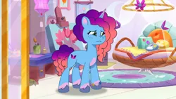 Size: 3072x1727 | Tagged: safe, derpibooru import, screencap, pony, unicorn, g5, my little pony: tell your tale, spoiler:g5, spoiler:my little pony: tell your tale, spoiler:tyts01e65, crying, crystal brighthouse, female, frown, image, jpeg, mare, misty brightdawn, misty moves in, rebirth misty, sad, solo, starry eyes, wingding eyes
