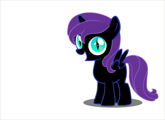 Size: 552x402 | Tagged: safe, artist:jovey4, derpibooru import, oc, oc:nyx, alicorn, pony, alicorn oc, animation in the source, double rainboom puppet, female, filly, filly oc, foal, grin, horn, image, png, preview, shadow, simple background, slit pupils, smiling, solo, spread wings, white background, white sclera, wings
