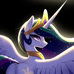 Size: 2048x2048 | Tagged: safe, artist:theuser, derpibooru import, princess celestia, alicorn, pony, butt, dock, g4, image, jewelry, looking at you, looking back, looking back at you, png, regalia, solo, sunbutt, tail, tiara