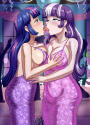 Size: 1475x2048 | Tagged: suggestive, artist:thebrokencog, derpibooru import, sci-twi, twilight sparkle, twilight velvet, human, equestria girls, ahegao, aroused, big breasts, breasts, busty sci-twi, busty twilight sparkle, busty twilight velvet, cleavage, clothes, commission, dance floor, dancing, daughter, dress, drool, drool on face, female, females only, hand on breast, hands on breasts, hands on waist, humanized, image, incest, infidelity, kissing, lesbian, lidded eyes, milf, missing accessory, mother, mother and child, mother and daughter, night, no glasses, open mouth, png, sequins, sexy, shipping, sloppy kissing, stupid sexy twilight, tongue out, twicest, velvet sparkle