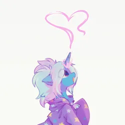Size: 2000x2000 | Tagged: safe, artist:mirtash, derpibooru import, trixie, pony, unicorn, alternate hairstyle, babysitter trixie, clothes, female, heart, hoodie, image, magic, mare, png, solo