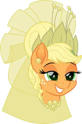 Size: 1067x1600 | Tagged: safe, artist:cloudy glow, derpibooru import, applejack, earth pony, pony, disney, disney princess, female, g4, head, image, jewelry, movie accurate, png, princess tiana, simple background, smiling, solo, the princess and the frog, tiara, transparent background