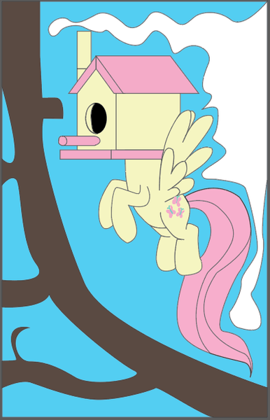 Size: 394x613 | Tagged: safe, artist:polorenzielephant, derpibooru import, fluttershy, pegasus, pony, bird house, cloud, faceless female, female, illustrator, image, mare, offscreen character, png, tree, tree branch