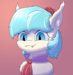 Size: 2147x2200 | Tagged: safe, artist:gosha305, derpibooru import, coco pommel, bat pony, earth pony, pony, bat ponified, bust, cheek fluff, chest fluff, clothes, cocobat, cocobetes, cute, ear fluff, ear tufts, fangs, female, flower, flower in hair, fluffy, g4, gradient background, high collar, image, juice, mare, necktie, png, race swap, shocked, slit pupils, solo