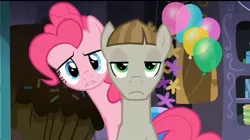 Size: 720x402 | Tagged: safe, derpibooru import, screencap, mudbriar, pinkie pie, the maud couple, balloon, female, image, jpeg, male, male and female