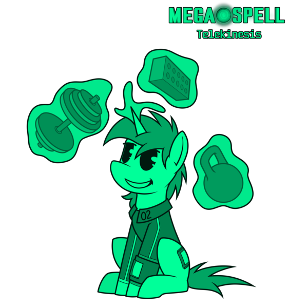 Size: 4500x4800 | Tagged: safe, artist:dacaoo, derpibooru import, dumbbell, oc, oc:littlepip, unofficial characters only, pony, unicorn, fallout equestria, megaspell (game), absurd resolution, brick, clothes, female, image, jumpsuit, magic, monochrome, pip-pony, pipbuck, png, simple background, smiling, solo, telekinesis, transparent background, vault suit