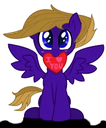 Size: 814x982 | Tagged: safe, artist:hurricanehunter03, derpibooru import, oc, oc:wing front, pegasus, base used, blue eyes, brown mane, brown tail, cute, heart, i love you, image, male, pegasus oc, png, purple fur, shading, simple background, solo, tail, transparent background, wings