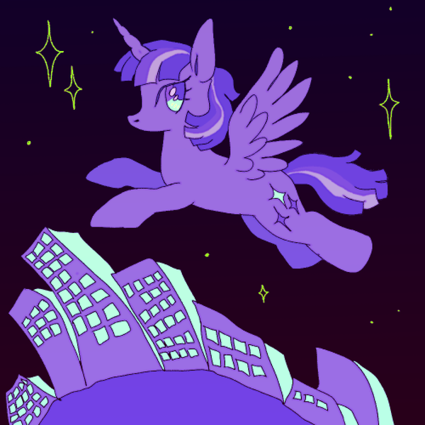 Size: 1000x1000 | Tagged: safe, artist:fluttershyes, derpibooru import, twilight sparkle, twilight sparkle (alicorn), alicorn, pony, city, g4, image, png, solo