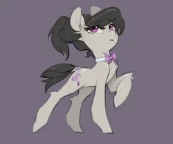 Size: 2030x1685 | Tagged: safe, artist:blue ink, derpibooru import, octavia melody, earth pony, pony, alternate hairstyle, bowtie, female, g4, image, mare, png, purple background, raised hoof, simple background, solo