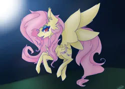 Size: 1520x1080 | Tagged: safe, artist:lovelydreams14, derpibooru import, fluttershy, bat pony, pony, bat ponified, commission, eyeshadow, female, flutterbat, flying, full moon, g4, image, looking at you, makeup, mare, moon, night, open mouth, png, race swap, solo, tongue out