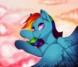 Size: 3500x3000 | Tagged: safe, artist:lunayourlife, derpibooru import, rainbow dash, pegasus, pony, cloud, ear fluff, flying, g4, high res, image, jpeg, looking at you, sky, solo