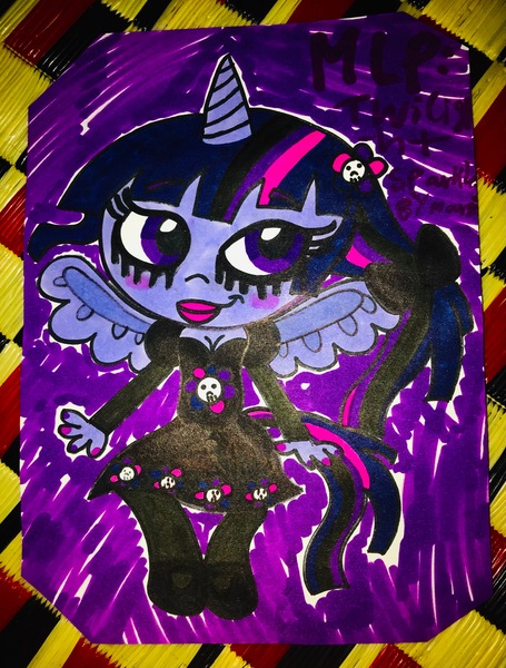 Size: 2741x3617 | Tagged: safe, artist:mgmillustrations, derpibooru import, twilight sparkle, twilight sparkle (alicorn), alicorn, pony, female, goth, image, jpeg, solo