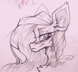 Size: 3101x2836 | Tagged: safe, artist:tlen borowski, derpibooru import, oc, pony, black and white, bust, commission, eyebrows, grayscale, image, jpeg, monochrome, portrait, simple background, sketch, solo, traditional art