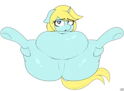 Size: 3920x2888 | Tagged: suggestive, artist:blitzyflair, derpibooru import, oc, oc:lyrical touch, pony, unicorn, belly button, fat, image, legs in air, looking at you, png, presenting, spread legs, spreading