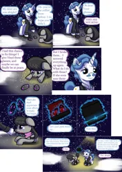 Size: 1970x2790 | Tagged: safe, artist:esuka, derpibooru import, fancypants, octavia melody, ask-canterlot-musicians, image, magic, png, sunglasses