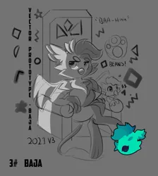 Size: 733x818 | Tagged: safe, artist:poxy_boxy, derpibooru import, oc, oc:baja, unofficial characters only, gryphon, gray background, grayscale, griffon oc, image, monochrome, partial color, png, simple background, sitting, solo, throne, wip