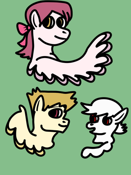 Size: 600x800 | Tagged: safe, artist:dexterousdecarius, derpibooru import, oc, oc:angel cloud, oc:buck wings, oc:summersong, pegasus, albino, brother and sister, brothers, colored wings, description at source, female, image, jpeg, male, offspring, parent:bulk biceps, parent:fluttershy, parents:flutterbulk, pegasus oc, siblings, two toned wings, wings