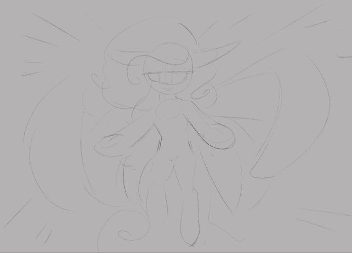 Size: 705x507 | Tagged: safe, artist:cornelia_nelson, derpibooru import, radiance, oc, oc:icy hot, unofficial characters only, angel, angelic wings, commissioner:dhs, curly mane, image, png, power ponies, sketch, smiling, wings