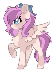 Size: 469x603 | Tagged: artist needed, safe, derpibooru import, oc, oc:chai leche, unofficial characters only, pegasus, pony, blue eyes, bow, brown coat, coat markings, colored wings, commissioner:dhs, cute, female, image, mare, messy mane, png, red mane, two toned mane, two toned wings, wings