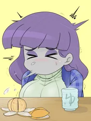 Size: 1503x2000 | Tagged: safe, artist:batipin, derpibooru import, maud pie, equestria girls, clothes, eyes closed, image, png, sick, sneezing, sweater