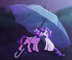 Size: 4697x3879 | Tagged: safe, artist:jsunlight, derpibooru import, rarity, twilight sparkle, twilight sparkle (alicorn), alicorn, pony, unicorn, female, image, lesbian, png, rain, ship:rarilight, shipping