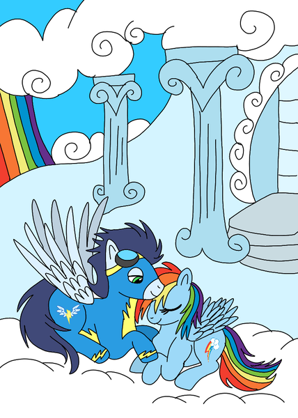 Size: 720x1010 | Tagged: safe, artist:dasher666, artist:tinuleaf, derpibooru import, edit, rainbow dash, soarin', pegasus, pony, clothes, female, image, male, mare, png, shipping, soarindash, stallion, straight, uniform, wonderbolts uniform