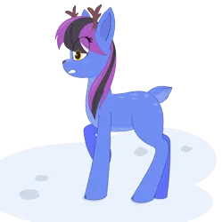 Size: 5280x5291 | Tagged: safe, artist:modera, derpibooru import, oc, unofficial characters only, deer, reindeer, hoofprints, image, ms paint, png, raised leg, reindeerified, simple background, snow, solo, species swap, transparent background