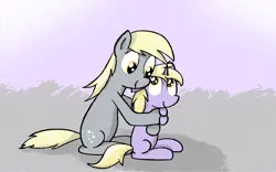 Size: 2273x1422 | Tagged: safe, artist:ponycolton, derpibooru import, derpy hooves, dinky hooves, pegasus, pony, unicorn, cutie mark, female, filly, foal, hug, image, mare, png, smiling