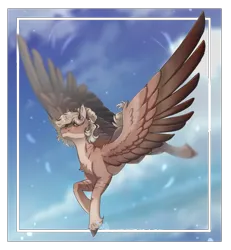 Size: 1050x1138 | Tagged: safe, artist:kiyart, derpibooru import, oc, oc:amoo, unofficial characters only, pegasus, pony, zebra, cloud, digital, female, flying, heterochromia, image, mare, pegasus oc, png, pony oc, smiling, solo, spread wings, wings, zebra oc