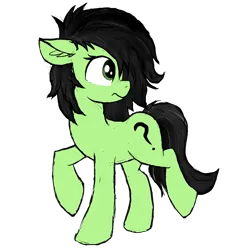 Size: 1152x1152 | Tagged: safe, artist:anonymous, oc, oc:anonfilly, unofficial characters only, pony, ear fluff, female, filly, floppy ears, greasy hair, image, looking back, png, raised hoof, raised leg, simple background, solo, transparent background