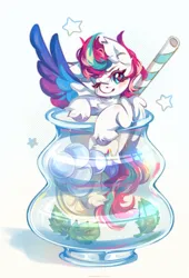 Size: 3270x4808 | Tagged: safe, artist:vanilla-chan, derpibooru import, zipp storm, pegasus, pony, g5, adorazipp, blushing, colored wings, cup, cup of pony, cute, eyebrows, female, high res, image, looking at you, mare, micro, multicolored wings, one eye closed, one wing out, png, smiling, smiling at you, solo, unshorn fetlocks, wings, wink, winking at you