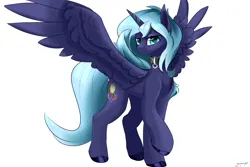 Size: 3000x2000 | Tagged: safe, artist:rainenight, derpibooru import, oc, oc:fancy galaxy, unofficial characters only, alicorn, pony, female, image, mare, png, simple background, white background, wings