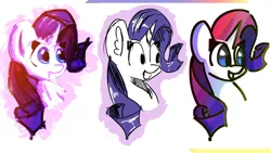 Size: 3840x2160 | Tagged: safe, artist:hyper dash, derpibooru import, rarity, pony, unicorn, bust, female, grin, high res, image, mare, multeity, png, portrait, smiling, solo, style test