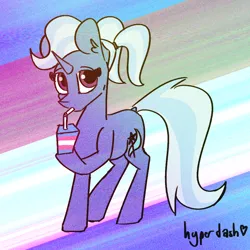 Size: 3000x3000 | Tagged: safe, artist:hyper dash, derpibooru import, trixie, pony, unicorn, abstract background, alternate hairstyle, coffee cup, cup, drinking straw, gender headcanon, headcanon, high res, image, lgbt headcanon, mouthpiece, png, politics, pride, pride flag, solo, transgender pride flag