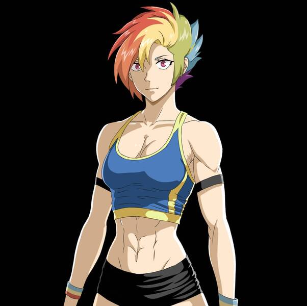 Size: 1500x1496 | Tagged: safe, artist:soarinbolt11, derpibooru import, rainbow dash, human, abs, anime style, humanized, image, jpeg