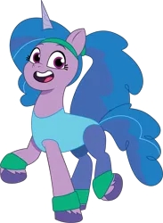 Size: 1157x1579 | Tagged: safe, artist:prixy05, derpibooru import, izzy moonbow, pony, unicorn, g5, my little pony: tell your tale, alternate hairstyle, clothes, female, headband, image, leotard, looking at you, mare, open mouth, png, simple background, solo, sweatband, transparent background, vector