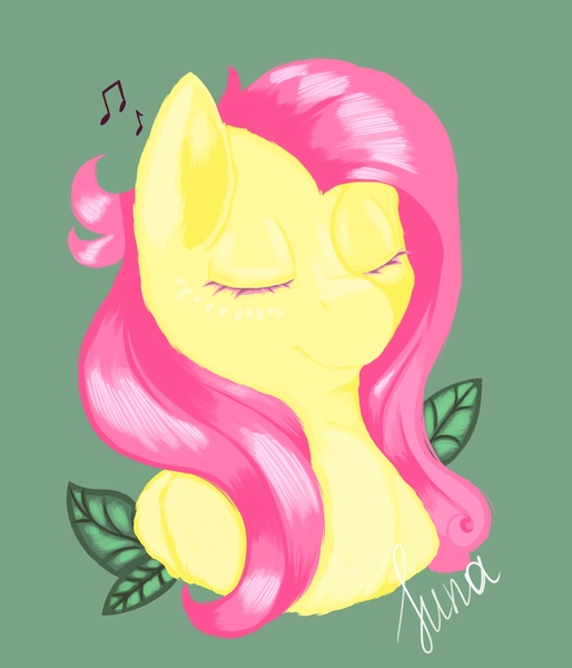 Size: 3000x3500 | Tagged: safe, artist:lunayourlife, derpibooru import, fluttershy, pegasus, pony, ear fluff, eyes closed, high res, image, jpeg, leaves, notes, pink hair, simple background, solo